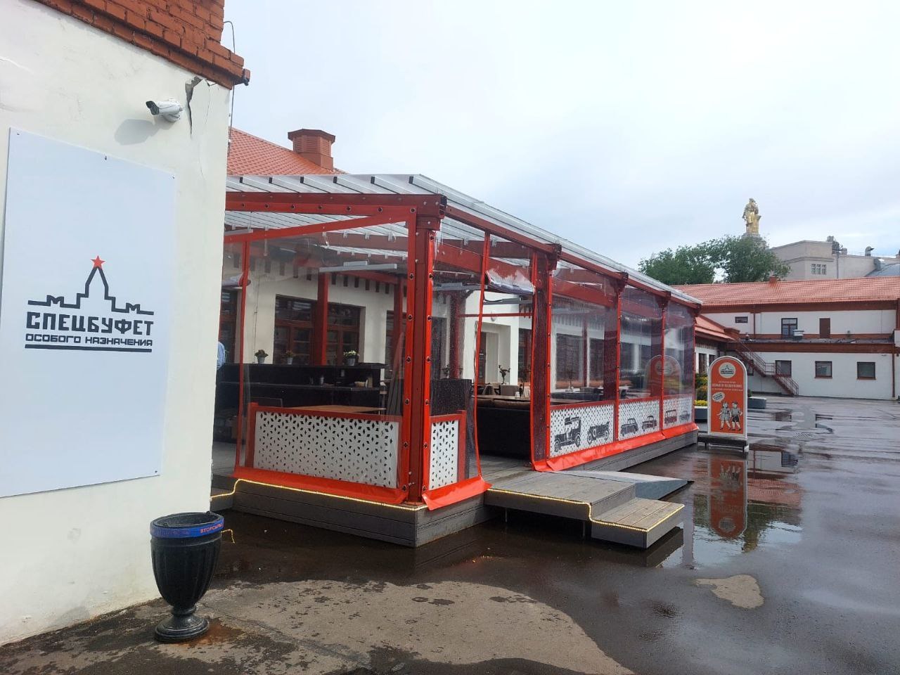 ПВХ шторы для летней террасы кафе в посёлке Лежнево